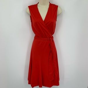 DVF Jasmine Scarlet red sleeveless wrap dress M